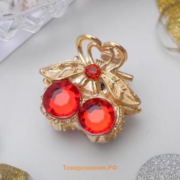 Краб для волос «Арфея», вишенки, 2.3 см, золото МИКС