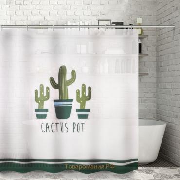 Штора для ванной «Кактусы», 180×180 см, EVA