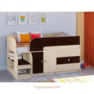 Детская кровать-чердак «Астра 9 V1», цвет дуб молочный/венге