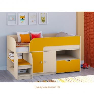 Детская кровать-чердак «Астра 9 V4», цвет дуб молочный/оранжевый