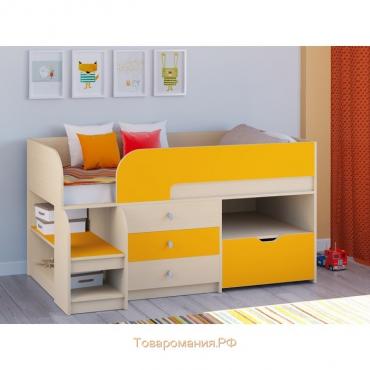Детская кровать-чердак «Астра 9 V5», цвет дуб молочный/оранжевый
