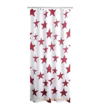 Штора для ванных комнат Star, цвет красный, 180x200 см