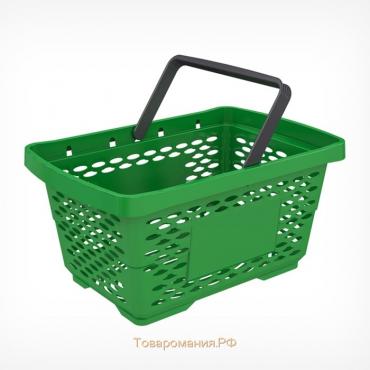 Корзина покупательская пластиковая 28 л, 50×34×26 см, цвет зелёный