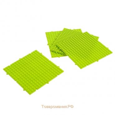 Пластина-основание для конструктора «Пазл», набор 4 шт, 13 х 13 см, цвет салатовый