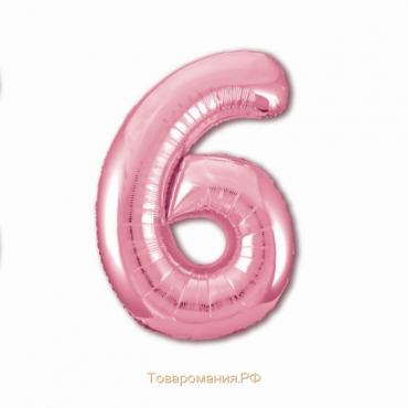 Шар фольгированный 40" «Цифра 6», цвет фламинго Slim
