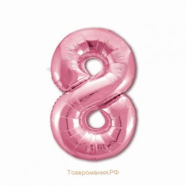 Шар фольгированный 40" «Цифра 8», цвет фламинго Slim