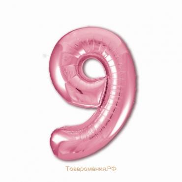 Шар фольгированный 40" «Цифра 9», цвет фламинго Slim