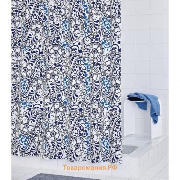 Штора для ванных комнат Oriental, цвет синий/голубой, 180х200 см
