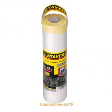 Пленка защитная STAYER "PROFESSIONAL" 12255-140-15, с клейкой лентой, HDPE, 9мкм, 1,4х15м