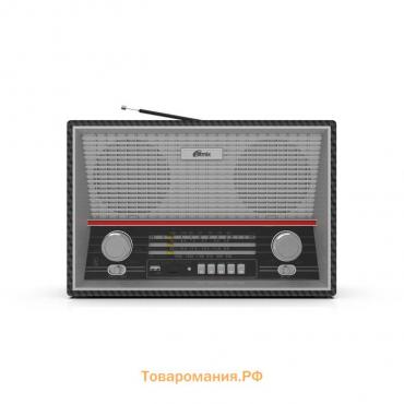 Радиоприемник RITMIX RPR-102, 220 В, Вт. IEC, USB, Jack 3.5, CEE, microSD, цвет карбон