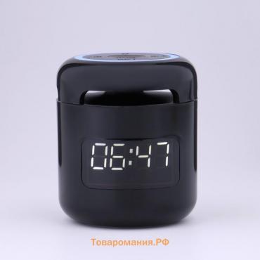 Часы - будильник электронные настольные: колонка, bluetooth, tf-карта, 7.6 х 8.8 см, USB