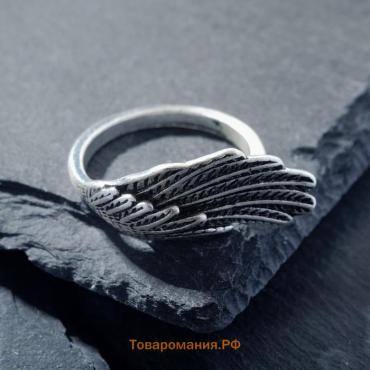 Кольцо «Перстень» крыло, цвет чернёное серебро, безразмерное