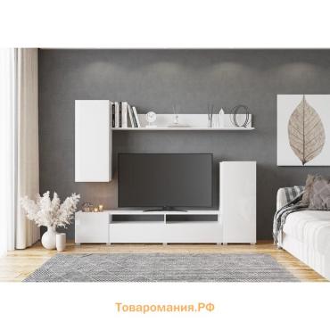 Гостиная «Лира», 2130×1680×350 мм, цвет Белый/ Белый глянец МДФ