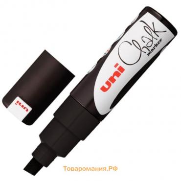 Маркер меловой UNI "Chalk", 8 мм, влагостираемый, для гладких поверхностей, чёрный, PWE-8K BLACK