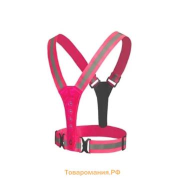 Жилет сигнальный TORSO, регулируемый размер, розовый, LED сигнал, 4 режима