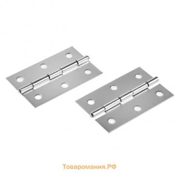 Петля накладная ТУНДРА, 60х37х0.9 мм, цвет хром, 2 шт