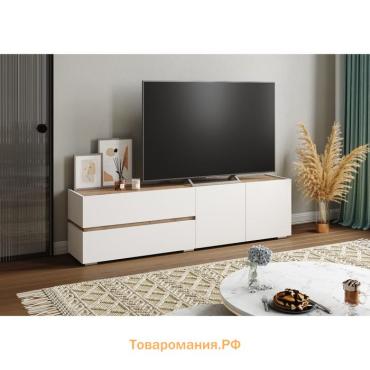 Тумба под ТВ «Аркон», 1800×370×490 мм, цвет белый / дуб вотан